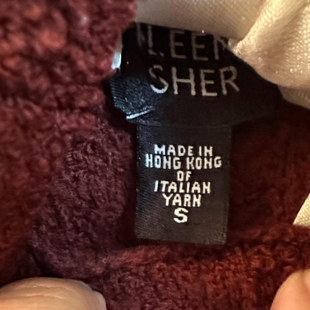 Eileen Fisher Wide Ribbed Turtleneck Sweater – Burgundy  Wool Blend Small - Picture 3 of 5